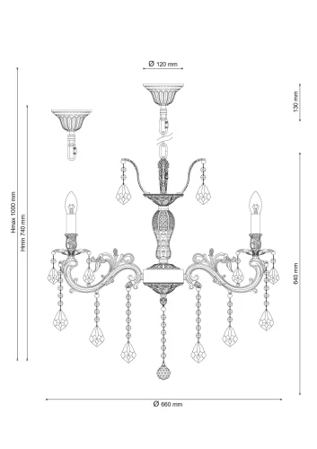 Люстра подвесная BARLETTA 122.8 antique Lucia Tucci без плафона на 8 ламп, основание бронзовое в стиле классический  фото 4